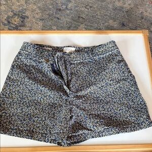 LOFT Floral Blue and Yellow Trim Shorts